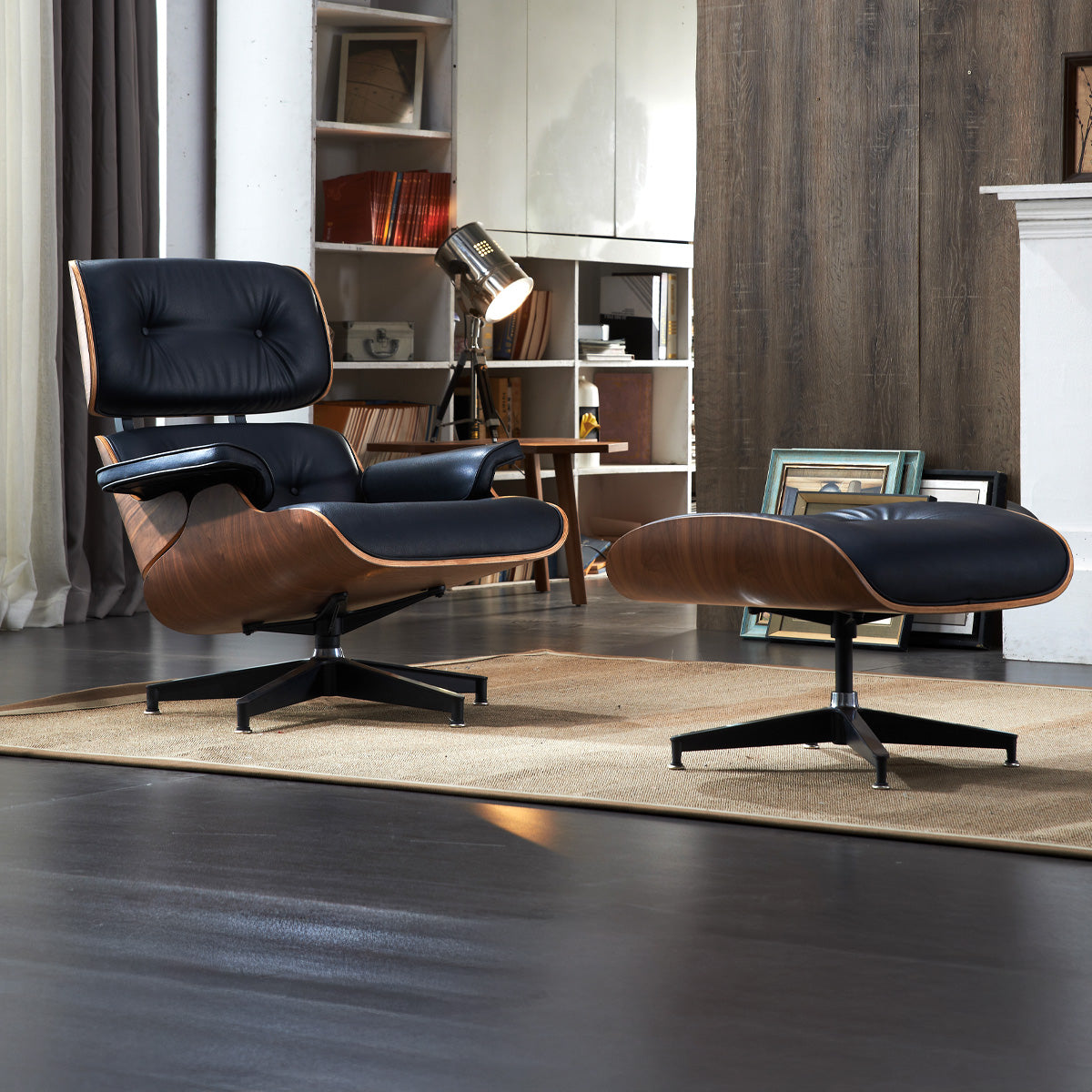 Sillón Poltrona Eames Lounge con Otomana